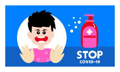 Washing hand for coronavirus prevention,COVID-19 prevention,Vector illustration.