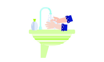 Washing hand for coronavirus prevention,COVID-19 prevention,Vector illustration.
