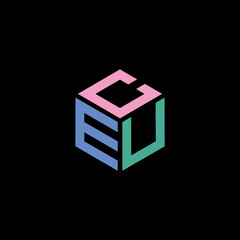 Hexagon logo with CEU lettering design