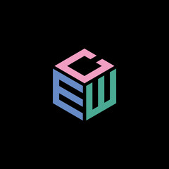 Hexagon logo with CEW lettering design. Initial design vector © Inotlus