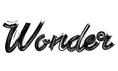Wonder Black Text Hand written Brush font drawn phrase Typography decorative script letter on the White background for sayings