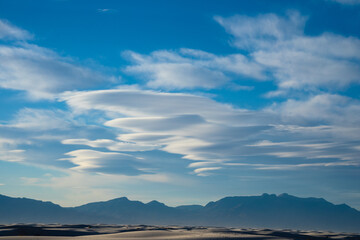 dramatic landscape photos of the largest gypsum sand dunes in the world. The White Sands National Park in the Chihuahuan desert in New Mexico. One of USA's newest national park. 