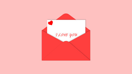 Valentine day Love Letter Envelop and card template red heart vector illustration