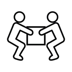 warning sign, handling heavy loads, vector icon, line, conceptual icon