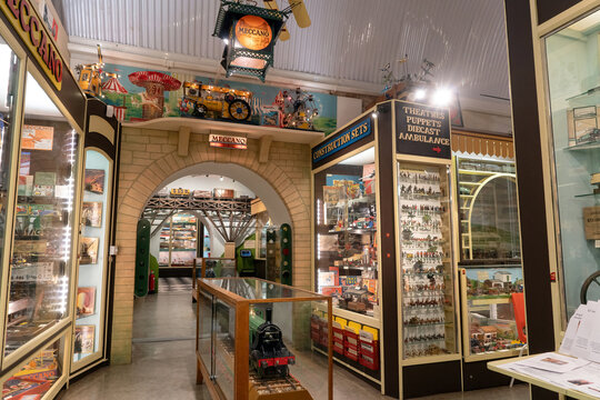 Brighton, England - October 21, 2019: Brighton Toy and Model Museum is an toy museum situated in Brighton, East Sussex collection focuses on toys and models produced in the UK and Europe.