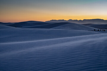 dramatic landscape photos of the largest gypsum sand dunes in the world. The White Sands National Park in the Chihuahuan desert in New Mexico. One of USA's newest national park. 