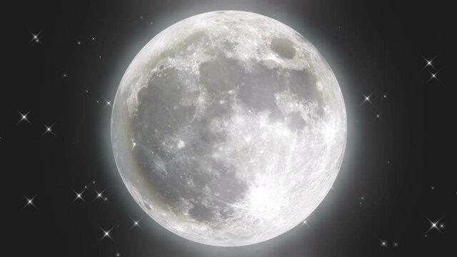The starry sky and the moon shining in the center.