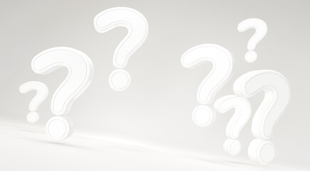 question marks light gray design 3d-illustration