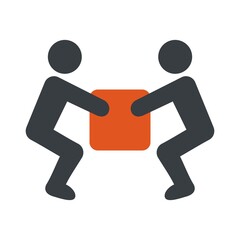 warning sign, handling heavy loads, vector icon, black and red silhouette, conceptual illustration