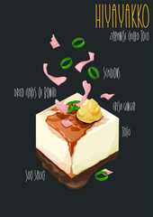 Hiyayakko Japanese chilled Tofu. Vector illustration