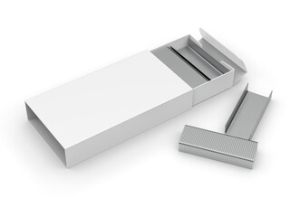 Blank Staples paper box packaging mockup, 3d render illustration.