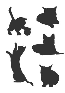 set of cats silhouettes
