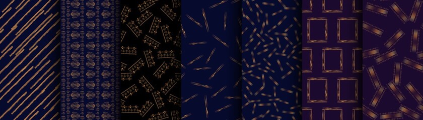 Black set vector collection etnic line pattern, fabric, repeat, wallpaper