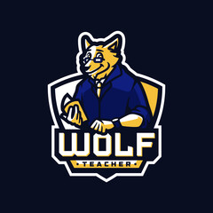 Wolf teacher mascot logo design
