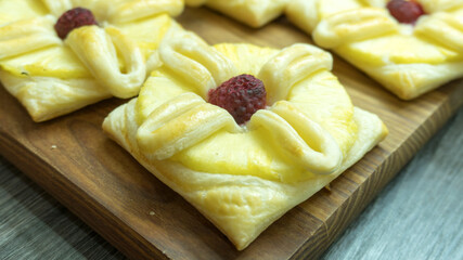 Pineapple puff pastry. Pineapple Danish Pastries