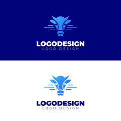 Cow vet logo design minimal logotype vector template