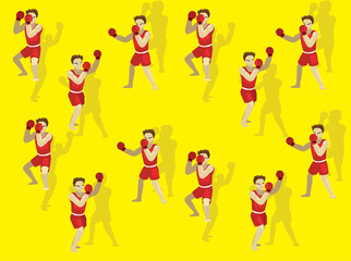 Fototapeta premium Manga Character Boxing Poses Cartoon Illustration Seamless Background