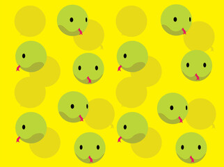 Animal Head Spinning Green Snake Cartoon Illustration Seamless Background