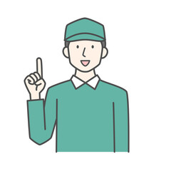 説明をしている配達員