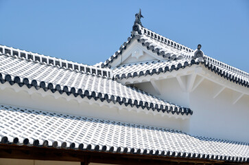 Fototapeta na wymiar 姫路城　漆喰の屋根と壁　兵庫県姫路市