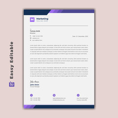 Blue business Modern company letterhead template design