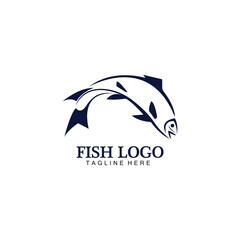Fish abstract icon design logo template,Creative vector symbol of fishing club or online shop.