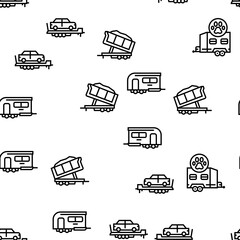 Trailer Transport Vector Seamless Pattern Thin Line Illustration