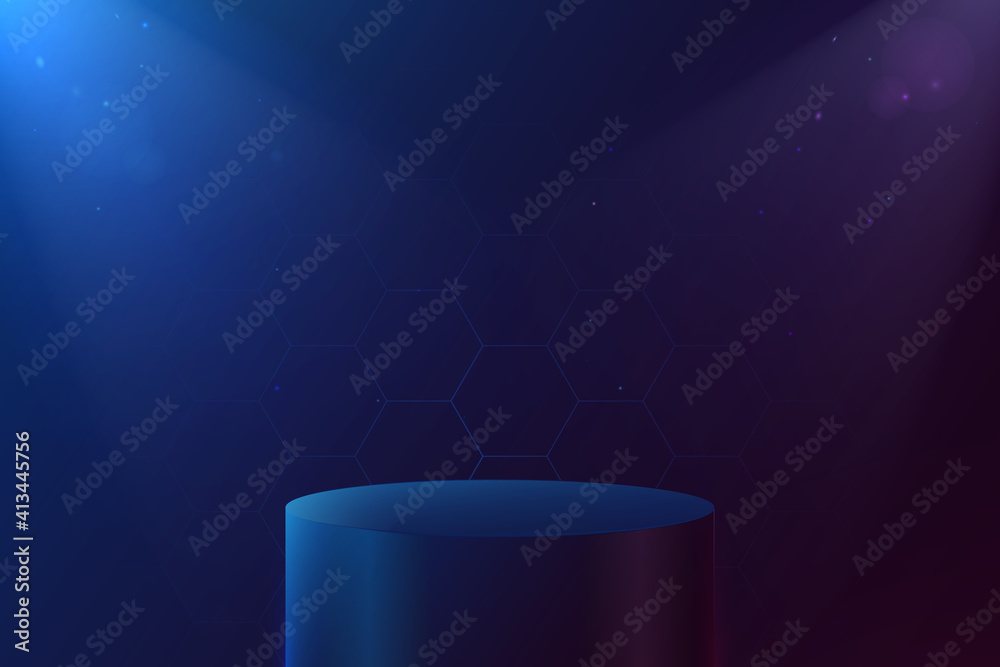 Aufkleber 3d blue podium display with technology futuristic and science concept. vector illustration