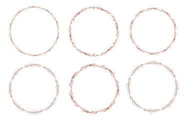  Willow wreath set. Easter round willow wreath.Vector flat illustration isolated on a white background. Design for Easter, invitations, postcards, printing. © Tatyana Olina