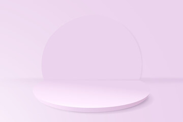Obraz premium Soft pink geometric podium with Minimal design. 3d vector illustration