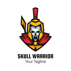 Spartan skull mascot logo design vector.