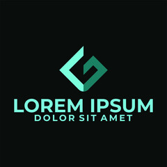 Initial letter G logo template with modern geometric rounded diamong line art illustration in flat design monogram symbol