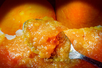 Spoon Drowned in Fresh Orange Marmalade