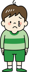 涙を流す男の子（全身）