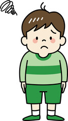 困った顔をする男の子（全身）