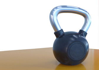 kettlebell on yellow and white background