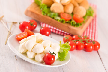 Fried mozzarella cheese balls. 