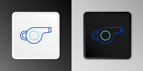 Line Whistle icon isolated on grey background. Referee symbol. Fitness and sport sign. Colorful outline concept. Vector.