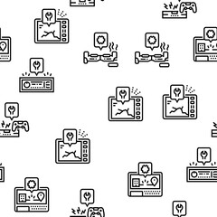 Electronic Repair Vector Seamless Pattern Thin Line Illustration