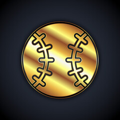 Gold Baseball ball icon isolated on black background. Vector.