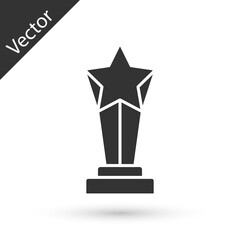 Grey Award cup icon isolated on white background. Winner trophy symbol. Championship or competition trophy. Sports achievement sign. Vector.