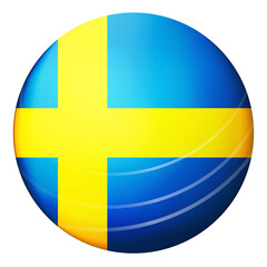 Glass light ball with flag of Sweden. Round sphere, template icon. Swedish national symbol. Glossy realistic ball, 3D abstract vector illustration highlighted on a white background. Big bubble.