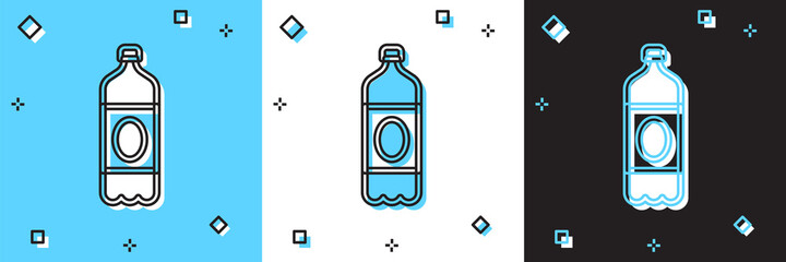 Set Plastic beer bottle icon isolated on blue and white, black background. Vector.
