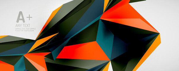 Vector triangle geometric backgrounds. Low poly 3d shape on light backdrop. Vector illustration for covers, banners, flyers and posters and other designs