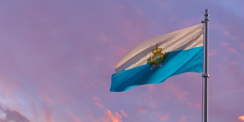 3d rendering of the national flag of the San Marino