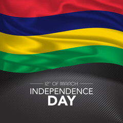 Mauritius happy independence day greeting card, banner, vector illustration