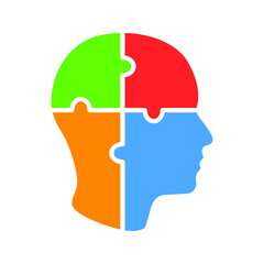 Simple Head Puzzle Mind Design For Education Industry. idea concept vector icon on white background