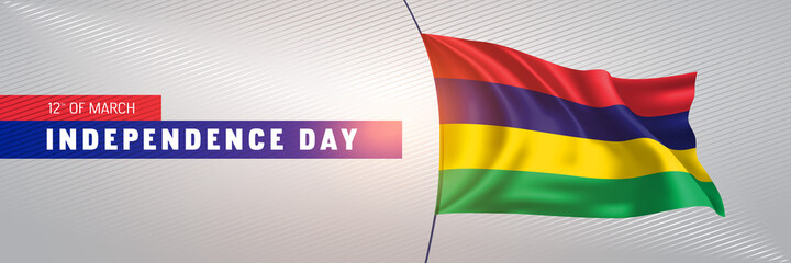 Mauritius happy independence day greeting card, banner vector illustration