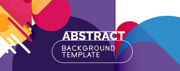 Flat geometric round shapes and dynamic lines, abstract background. Vector illustration for placards, brochures, posters and banners