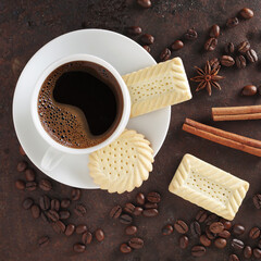 Cup of coffee and cookies
